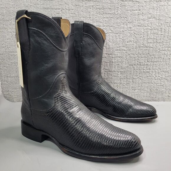 Tecovas The Earl Mens Size US 12.5D Obsidian Lizard Leather Pull-On Roper Boots main image 9